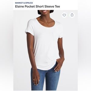 Market & Spruce White Fitted Cuffed Sleeve Tee
